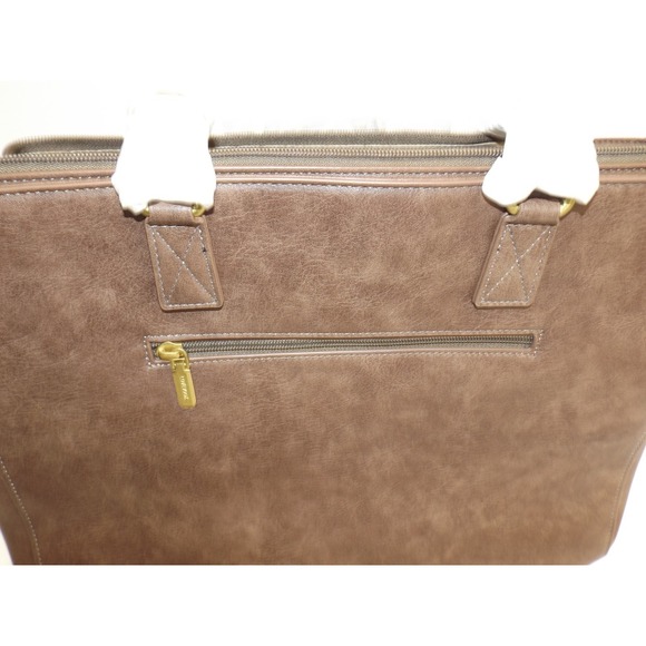 NEW Neutral Laptop Briefcase bag 11" x 16" Leather Teacher Bag - Picture 11 of 15